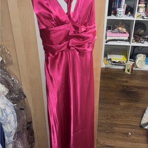 Elegant Pink Halter Dress